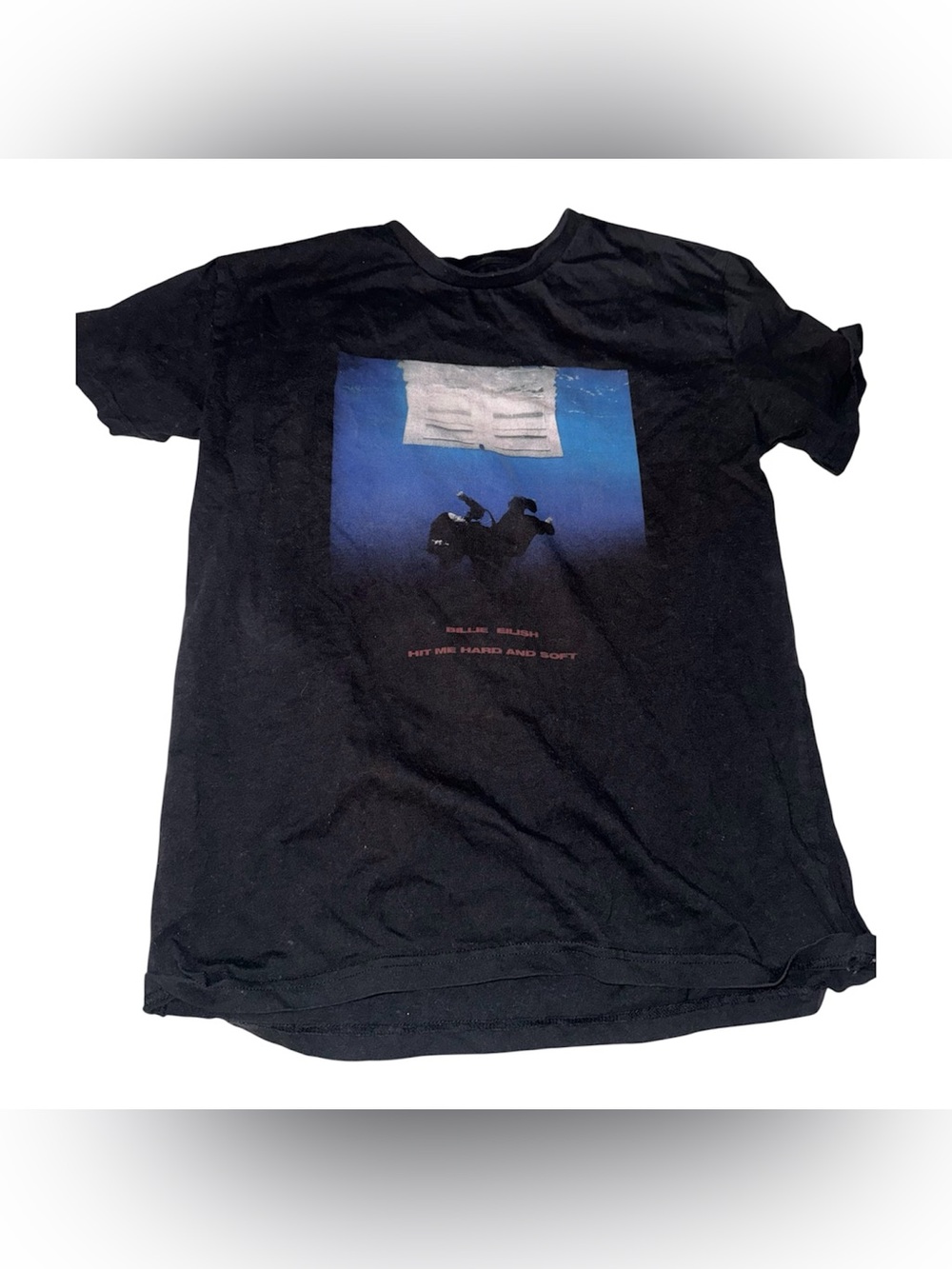 Billie Eilish Black Graphic Women's T-Shirt with Blue Print